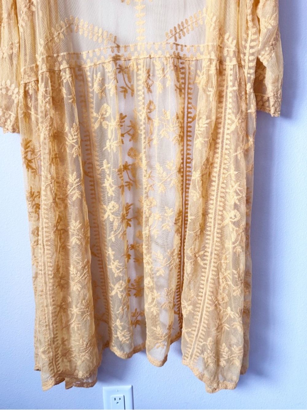 Lane Bryant Yellow Sheer Embroidered Kimono - Picture 11 of 11